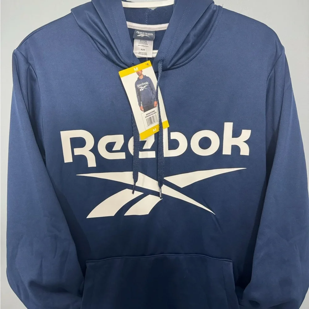 Reebok Men Medium Navy Blue Hoodie New With Tags - Picture 3 of 7